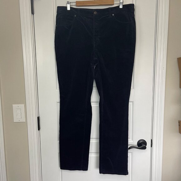 Talbots Corduroy Straight Leg Pants Women's Size 14 Indigo High Rise Cotton - Picture 2 of 11